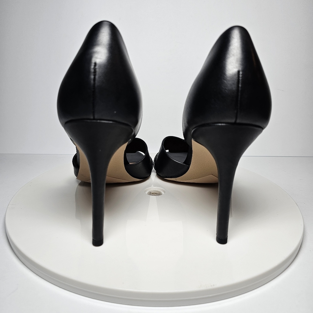 Franco Sarto Black Leather D'Orsay Peep-Toe Heels - Picture 6 of 13